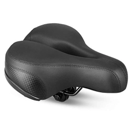 LHSJYG Mountain Bike Seat LHSJYG mountain bike saddle, bike saddle PU Leather Bicycle Saddle Dual-spring Bike Big Bum Seat Soft Extra Comfort Wide Saddle Pad For Bicycle Bike Cover Accessories (Color : Black)