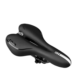 LIANYG Mountain Bike Seat LIANYG Bicycle Seat Reflective Shock Absorbing Hollow Bicycle Saddle PVC Fabric Soft Mtb Cycling Road Mountain Bike Seat Bicycle Accessories 114 (Color : Black, Size : One size)