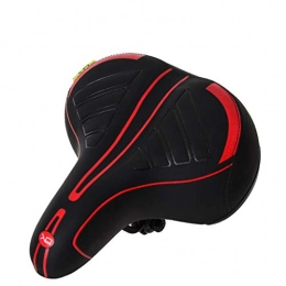 Lomelomme Mountain Bike Seat Lomelomme Comfortable Bike Saddle Wide Big Bum Bicycle Gel Cushion Extra Soft Pad Artificial Leather Mountain Bike Seat Saddle, Durable, Waterproof for Road Bikes & Mountain Bike (Red)