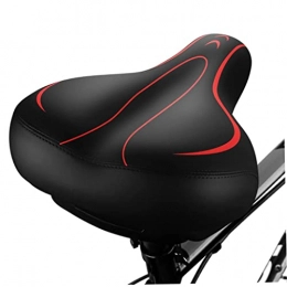 Uayasily Mountain Bike Seat Memory Foam Bicycle Saddle Waterproof Leather Bicycle Cushion Pad Bicycle Seat Replacement for Mountain Bikes, Road Bikes Red