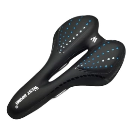 Soyeacrg Mountain Bike Seat Memory Foam Mountain Road Bike Saddle for Men Women Soft Breathable Waterproof Replacement Comfortable Cushion for Indoor Outdoor Cycling Exercise Mountain Stationary Bike, Blue