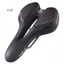 XIJE Mountain Bike Seat Men's Mountain Bike Saddle, Comfortable Bicycle Seat, Waterproof and Breathable Saddle, with reflective strips for men, ladies, mountain bikes, folding bikes, road bikes (including clamps)-Red