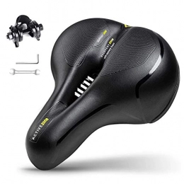 Wowkiki Spares Most Comfortable Bike Seat, Bicycle Saddle for Men Women Padded Soft High Density Memory Foam - Hollow Breathable Rainproof with Dual Shock Absorbing Rubber Balls and Taillight Fit for Road, Mountain,