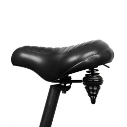 Leonnn Spares Mountain Bike Saddle Soft Comfortable Leather Shock Absorption Widen Bicycle Seat Suspension Cushion, Usually Suitable for Cyclists, Women, Men - Black - 10.63In * 9.84In (L * W)
