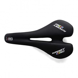 HXYIYG Mountain Bike Seat Mountain Bike Seat, Gel Bike Seat Road Bicycle Saddle Leather Hollow Breathable MTB Bike Saddle Comfortable Cycling Front Seat Color Label Cushion (Color : Black)