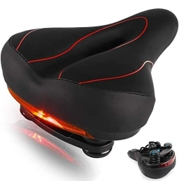 SUSHOP Spares Mountain Road Bike Seat with Tail Light, Waterproof Wide Bike Saddle Bicycle Seat with Memory Foam Padded Leather for Women Men Road Bike Mountain Bike