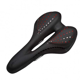 Bktmen Mountain Bike Seat MTB Bicycle Bike Saddle Hollow Thick Soft Seat Cushion Ultra-light Wear Resistant PU Leather Surface Bicycle seat (Color : Black and Red)