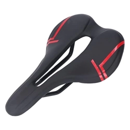 Nikou Spares NIKOU Mountain Bike Saddle Cushion, Comfortable and Breathable Microfiber PU Leather Hollow Design for Road Riding Accessories(Black Red)