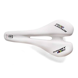 NIMUDU Mountain Bike Seat NIMUDU Mountain Bike Seat, Gel Bike Seat Road Bicycle Saddle Leather Hollow Breathable MTB Bike Saddle Comfortable Cycling Front Seat Color Label Cushion (Color : White)