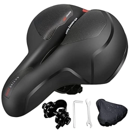 NOVT Spares NOVT 2022 Upgraded Comfort Bike Seat for Men and Women, Soft Comfortable Wide Bicycle Saddle Waterproof Shock Absorption Padded Seats Cushion for Road Mountain and Exercise Bike with Seat Cover (Red)