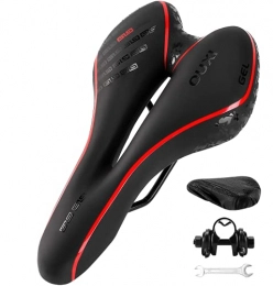 OUXI Spares OUXI Comfort Bike Seat Comfortable Gel Bicycle Saddle Replacement Soft Padded with Shock Absorbing Waterproof for MTB Mountain Bike Road Bike Exercise Bike Men Women and Ladies - Red