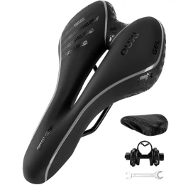 OUXI Mountain Bike Seat OUXI Gel Comfortable Bike Seat for Men and Women Shock Absorbing Waterproof Bicycle Saddle with Butt Pain Relief Zone and Ergonomics Design for Mountain Bikes, Road Bikes (Black)