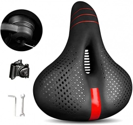 Hmmsnzy Mountain Bike Seat Professional Soft Bike Saddle， Comfortable Bicycle Seat Cushion, with Double Shock-Absorbing Foam Cushion, with Taillights, Waterproof, Soft, Breathableseat Cushion, Universal, C Bicycle Saddle for MTB,