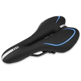 Qivor Mountain Bike Seat Qivor Cycling Bike Seat MTB Fabric Soft Mountain Bicycle Saddle Gel Leather Reflective Shock Absorbing Hollow Cushion For Men (Color : Blue)