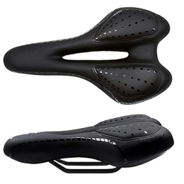 Queanly Mountain Bike Seat Queanly PU Leather Hollow Breathable Bike Seat Waterproof Shockproof Road MTB Mountain Bicycle Saddle Seat (Color : Black)