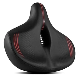QWERTYUI Mountain Bike Seat QWERTYUI Oversized Bike Seat, Extra Wide Comfort Bicycle Seat Cushion with Memory Foam, Ergonomic Bike Saddle Easy To Install, for Fits Most Bikes, Mountain, Road Bikes, Red