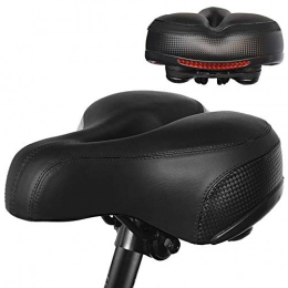 QXF-D Mountain Bike Seat QXF-D Road Bike Seats Mountain Bike Saddle -Comfortable Men Women Bike Seat Memory Foam Padded Leather Wide Bicycle Saddle Cushion with Taillight, Waterproof, Breathable, Fit Most Bikes (Color : A)