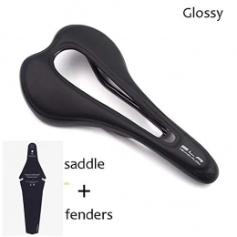 QXLXL Spares QXLXL Full Carbons Fiber Saddle Ultralight Italia High Performance Open Saddle Road Race Bicycle Saddle (Color : Glossy with fender)