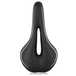 RENBING Mountain Bike Hollow Hole Saddle, Thickened Saddle, Ergonomically Designed Seat Cushion, Dirt-resistant and Breathable, for Mountain Biking (Color : Black)