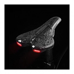 Road Bike Saddle MTB Bicycle Seat With Warning Taillight USB Charging Mountain Cycling Racing PU Breathable Soft Seat Cushion (Color : Battery B)