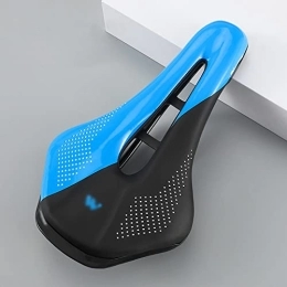 Rwlre Spares Rwlre Racing Bicycle Saddle, Bicycle Saddle Mtb Mountain Road Racing Bike Seat Soft Pu Leather Hollow Breathable Cushion Cycling Part Accessories (Color : Blue, Size : 25 * 15cm)