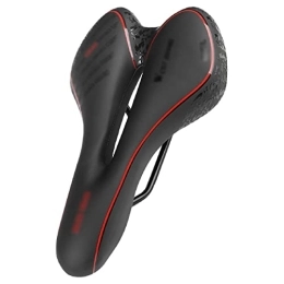 Rwlre Mountain Bike Seat Rwlre Racing Bicycle Saddle, Bike Saddle Mtb Mountain Road Bike Seat Pu Leather Gel Filled Cycling Cushion Comfortable Shockproof (Color : Black-Red, Size : 25 * 14cm)