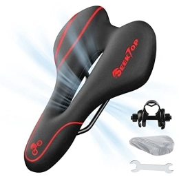 Seektop Spares Seektop Comfort Gel Bike Seat - Comfortable Bicycle Cushion Replacement for Men, Women, Youth & Adults, Waterproof Exercise Saddles for Peloton MTB Mountain Wide Road Cycling Sport (Red)