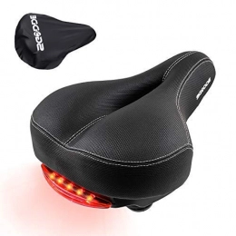SGODDE Mountain Bike Seat SGODDE Comfortable Bike Seat for Men Women, Memory Foam Padded Wide Bicycle Saddle Cushion with LED Taillight, Waterproof Dual Spring Saddle Fit Most Bikes(Seat Cover Included)