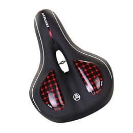 Sharplace Mountain Bike Seat Sharplace Breathable Comfort Dual Pad Bike Seat Cushion for Riding Mountain Bicycle Saddles MTB Outdoor Shock Absorbing Pad - Hollow Black Red