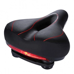 SHINYEVER Spares SHINYEVER Bike Saddles, Bike Seat for Men Women PU Leather Wide Bicycle Saddle Cushion with Taillight, Waterproof, Dual Spring Designed, Soft, Breathable, Fit Most Bikes