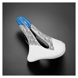 SHUILIANDU Spares SHUILIANDU Comfortable Bicycle Saddle MTB Mountain Road Bike Seat Soft PU Leather Hollow Breathable Cushion Cycling Accessories (Color : 117 White Blue)