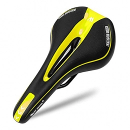 SHOULIEER Spares Soft Bike Bicycle Saddle Pu Leather Comfortable Road Mountain Bike Seat Silica Gel Cushion Shockproof Front Seat Mat Black Yellow