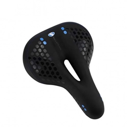 O-Mirechros Mountain Bike Seat Soft Thicken Wide Seat + Rear Light Cycling MTB Cushion Wide Bike Saddle With Tailight BLUE