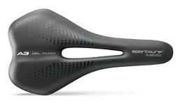 selle ITALIA Mountain Bike Seat Sportourer by Selle Italia - A3 Gel Flow, Soft Bicycle Saddle with Gel, Water Resistant and Suitable for All Types of Bikes - Black