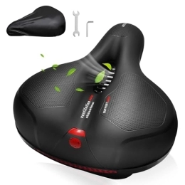 SUNMEG Bike Seat Cushion Comfort for Men Women, Wide Bicycle Saddle Replacement with Dual Shock Absorbing Ball Memory Foam Padded for Peloton Bike & Bike+/Stationary/Exercise/Indoor/Mountain/Road