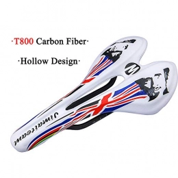 T&SHY Spares T&SHY Bicycle Carbon Fiber Saddle, Hollow Leather Saddle Ultra Light Full Carbon Personality Graffiti Breathable Cushion Mountain Bike Road Bike Parts 270 * 143MM, White