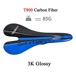 T&SHY Mountain Bike Seat T&SHY Bicycle Carbon Fiber Saddle, Ultra Light Carbon Bow 3K Full Carbon Breathable Saddle Opening Gloss Cushion Road Bike Mountain Bike Parts 270 * 128MM, Blue