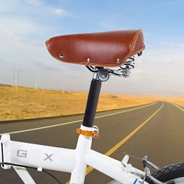T-best Mountain Bike Seat Tbest Vintage Bicycle Saddle Classic Comfort Brown Leather Bicycle Bike Cycling Saddle Seat Coffee Rivet Spring Bicycle Seat Saddle for Men Women