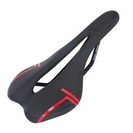 Tefola Mountain Bike Seat Tefola Mountain Bike Saddle Cushion, Microfiber PU Leather Hollow Breathable for Road Riding(black red)