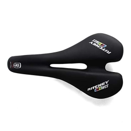 TTSJSM Mountain Bike Seat TTSJSM Mountain Bike Seat Road Bicycle Saddle Leather Hollow Breathable MTB Bike Saddle Comfortable Cycling Front Seat Color Label Cushion Gel Bike Seat (Color : Black)