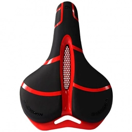 TTZHJIN Mountain Bike Seat TTZHJIN Bike Seat Bicycle Saddle Central Vent Spring Damping Mountain Fitness Casual Soft And Comfortable Waterproof PU Polyurethane，3 Colors, Red-25×20cm