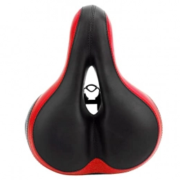 VGEBY Mountain Bike Seat VGEBY Bicycle Saddle, Comfort Shock Absorber Bike Seat Microfiber Leather Hollow‑Carved Mountain Bike Saddle Seat(Black Red)