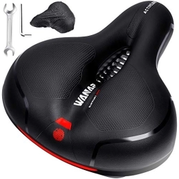 Wanap Bike Saddle, Bike Seat Men Women Gel Seat Cushion for Bike, Comfortable Wide 25 * 21cm, 9cm Thickness Soft Bicycle Seat, Black Waterproof for City Mountain Bike MTB, with Installation Tools