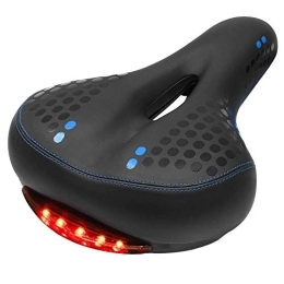 SUSHOP Spares Waterproof Bike Seat with Tail Light, Gel Bicycle Saddle Comfort Cycle Saddle Wide Cushion for Women Men Fits MTB Mountain Bike Road Bike Exercise Bikes