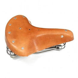 Ybqy Spares Ybqy Retro Leather Vintage Bicycle Saddle Three Spring Seat Saddle Old Style Bike Saddle Genuine Leather Saddle Cycling Accessories (Color : Brown)