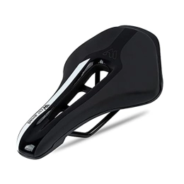 YINHAO Mountain Bike Seat YINHAO Shock Absorbing Hollow Bicycle Saddle Anti-skid GEL PU Extra Soft Mountain Bike Saddle MTB Road Cycling Seat Bicycle Accessories (Color : 350G BlackW no Clamp)