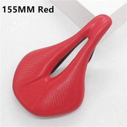 YOBAIH Pu+carbon Fiber Saddle Road Mtb Mountain Bike Bicycle Saddle For Man Cycling Saddle Trail Comfort Races Seat Red White Bike Seat (Color : RED 155mm)