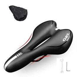 YQ&TL Spares YQ&TL Bike Gel Seat Cushion Professional Mountain Bicycle Saddle Cover Cushion, Exercise Bicycle Saddle Cushion, Road Bike Padded Saddle, with Reflective Stripe&Installation Tools Black