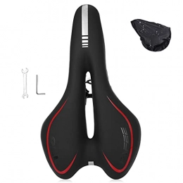 YQ&TL Spares YQ&TL Bike Gel Seat Cushion Professional Mountain Bicycle Saddle Cover Cushion, Exercise Bicycle Saddle Cushion, Road Bike Padded Saddle, with Reflective Stripe&Installation Tools Red