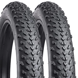 YunSCM Mountain Bike Tyres 2 Pack 20" Fat Bike Tires 20 x 4.0 Plus 2 Pack Fat Tyre Tube 20x3.5 / 4.0 AV32mm Valve Compatible with 20 x 4.0 Mountain Bike Fat Tires(Black)